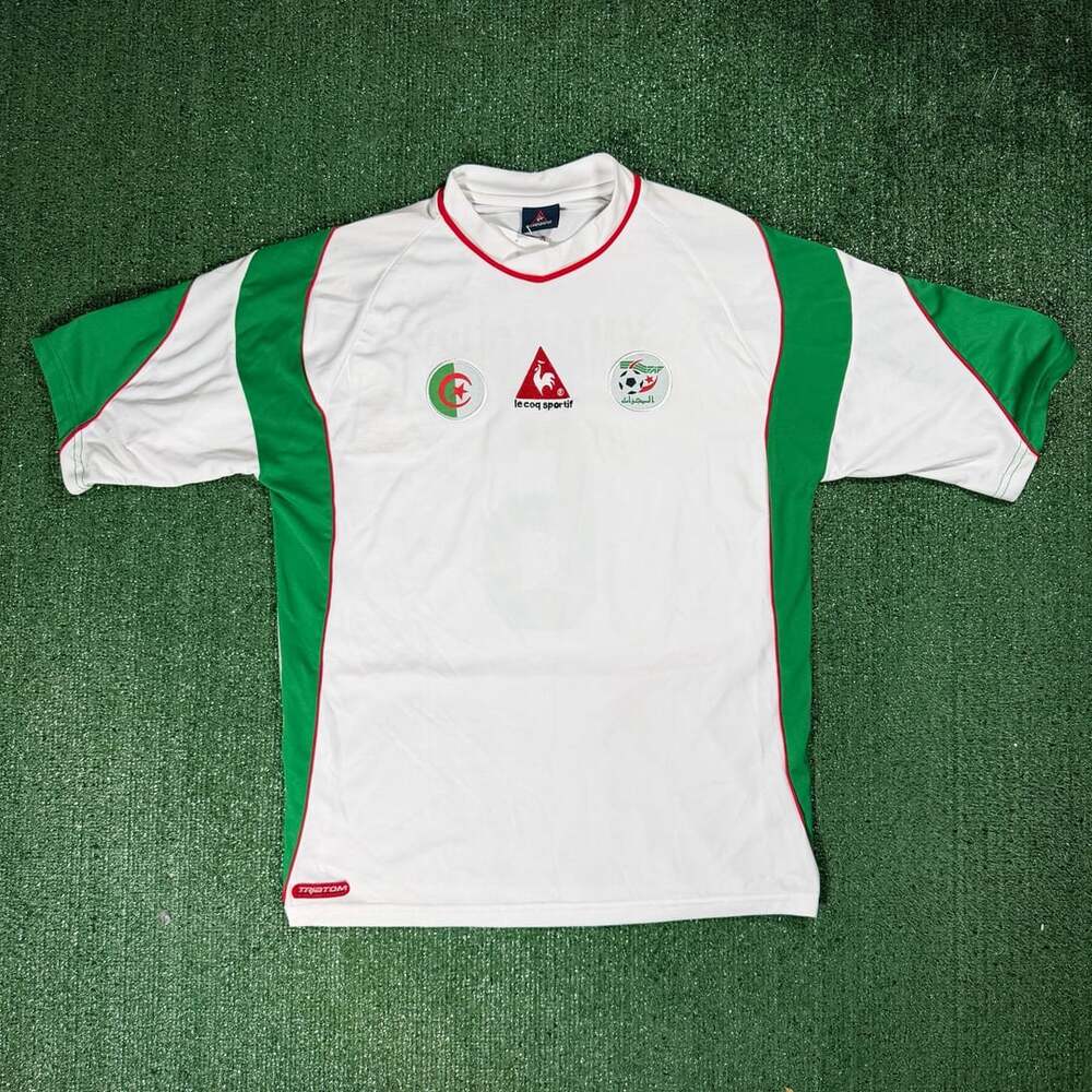 Vintage Le Coq Sportif Algeria 2004-06 Home Jersey Y.Mansouri 6 White Large